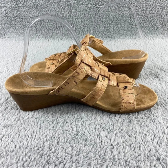 VIONIC RADIA CORK Wedge Sandals Slides Slip On Adjustable Straps Buckle Womens 9 - Picture 9 of 13
